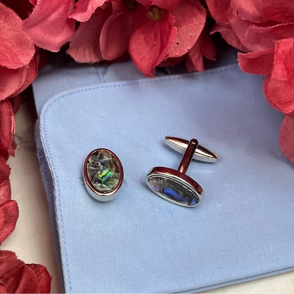 Elegant Colorful Abalone Shell Oval Cufflinks - Picture 12 of 16